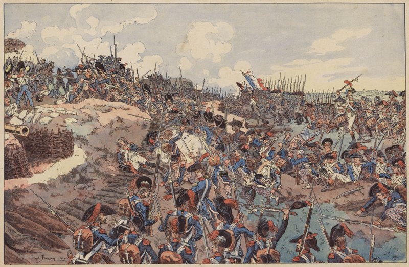 Jemappes-i csata, francia függetlenségi háborúk, 1792. november 6. (színes litó) alkotó: Joseph Charles (after) Beuzon