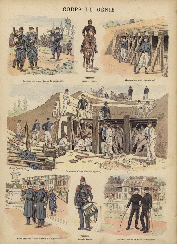 A francia hadsereg hadmérnökei (színes litho) alkotó: Joseph Charles (after) Beuzon