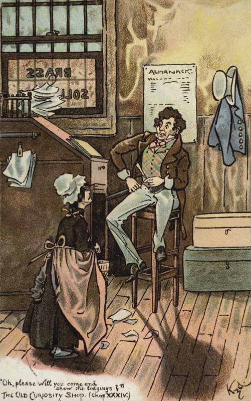 Jelenet a The Old Curiosity Shopból, Charles Dickens (színes litó) alkotó: Joseph Clayton (1856 1937) (after) Clarke