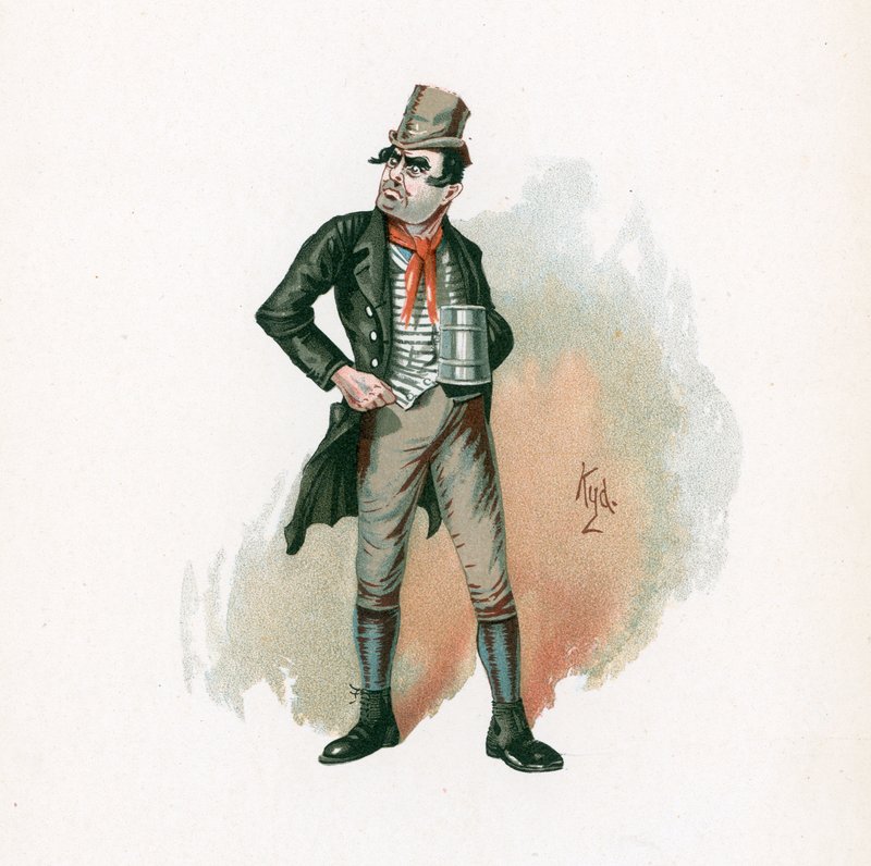 Bill Sikes, illusztráció a "Karaktervázlatok Charles Dickens-től" című könyvből, 1890 körül. alkotó: Joseph Clayton Clarke