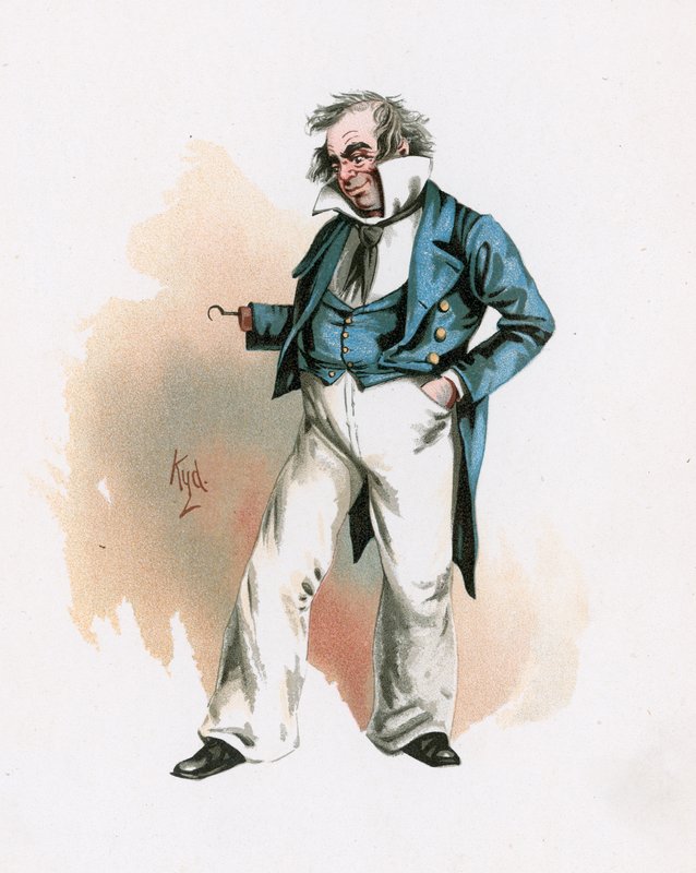 Cuttle kapitány, illusztráció a „Character Sketches from Charles Dickens” című filmből, 1890 körül alkotó: Joseph Clayton Clarke