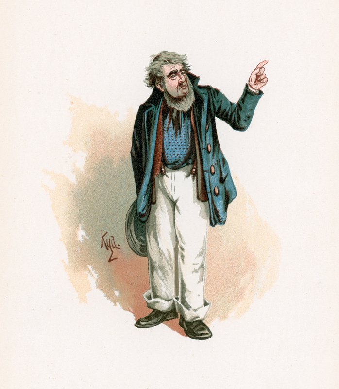 Mr Peggotty, illusztráció a "Character Sketches from Charles Dickens" című kötetből, 1890 körül. alkotó: Joseph Clayton Clarke