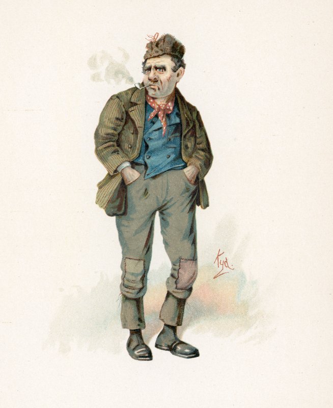 Roger "Rogue" Riderhood, illusztráció a "Character Sketches from Charles Dickens" című könyvből, 1890 körül. alkotó: Joseph Clayton Clarke