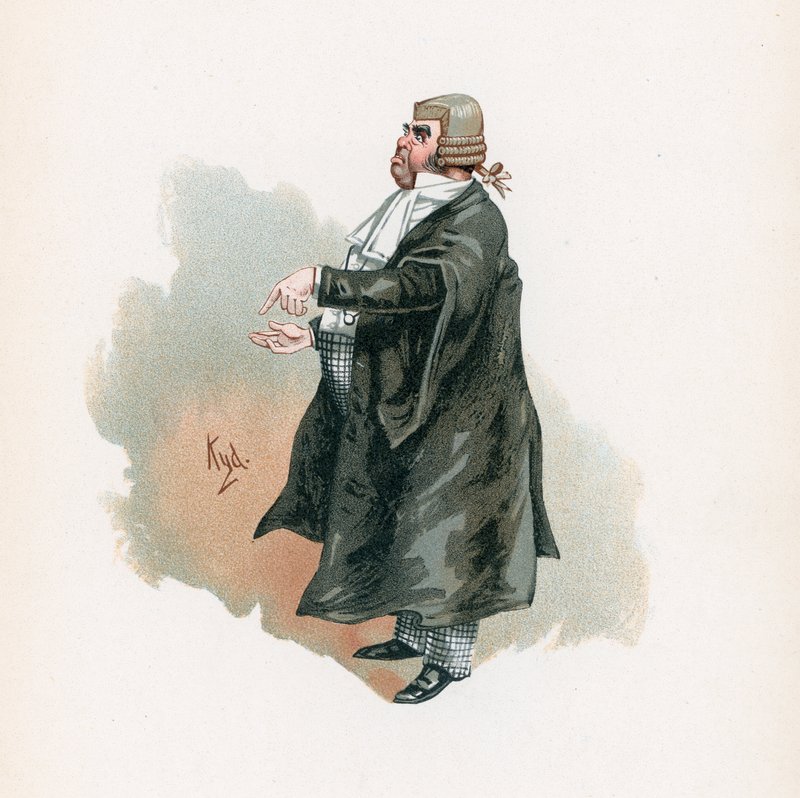 Buzfuz őrmester, illusztráció a „Character Sketches from Charles Dickens” című filmből, 1890 körül alkotó: Joseph Clayton Clarke