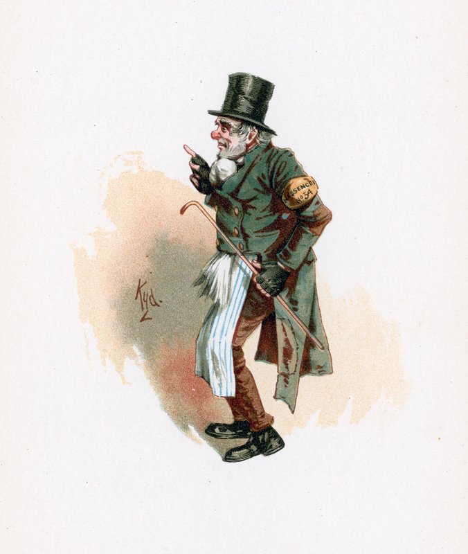 Trotty Veck, illusztráció a „Character Sketches from Charles Dickens” című filmből, 1890 körül alkotó: Joseph Clayton Clarke