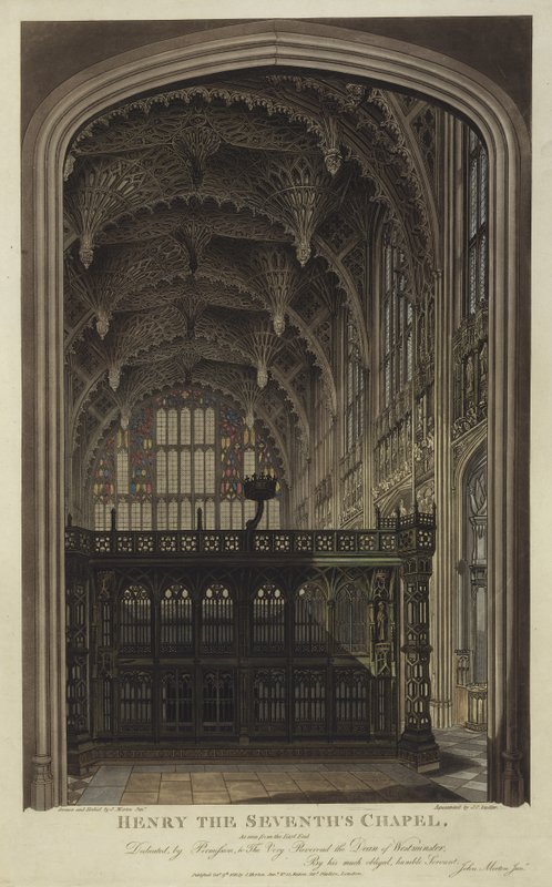 VII. Henrik kápolna, Westminster apátság, London (aquatinta) alkotó: Joseph Constantine Stadler