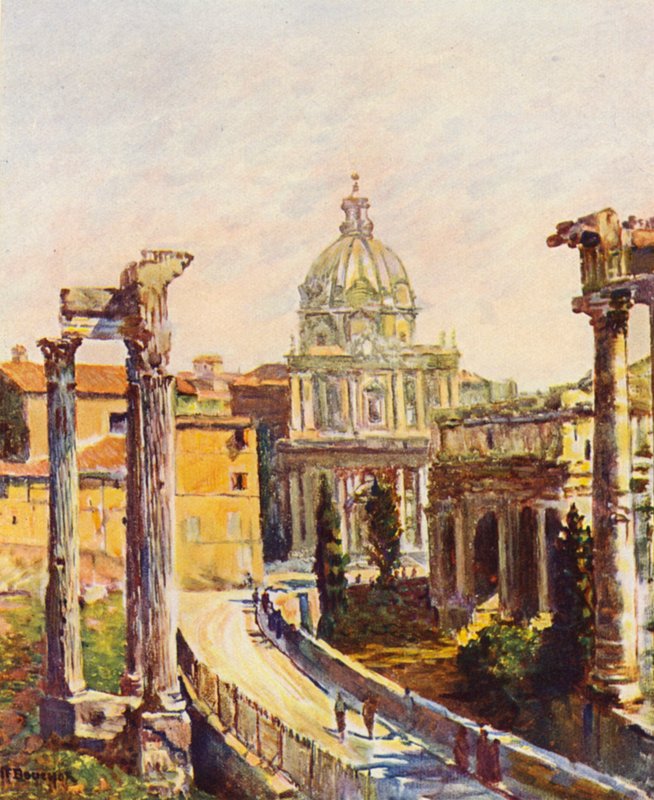 Róma: A fórum a Capitoliumról nézve (színes litográfia) alkotó: Joseph Felix Bouchor