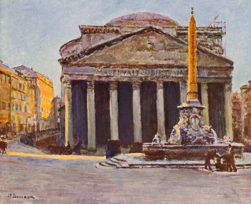 Róma: Agrippa Pantheonja (színes litográfia) alkotó: Joseph Felix Bouchor