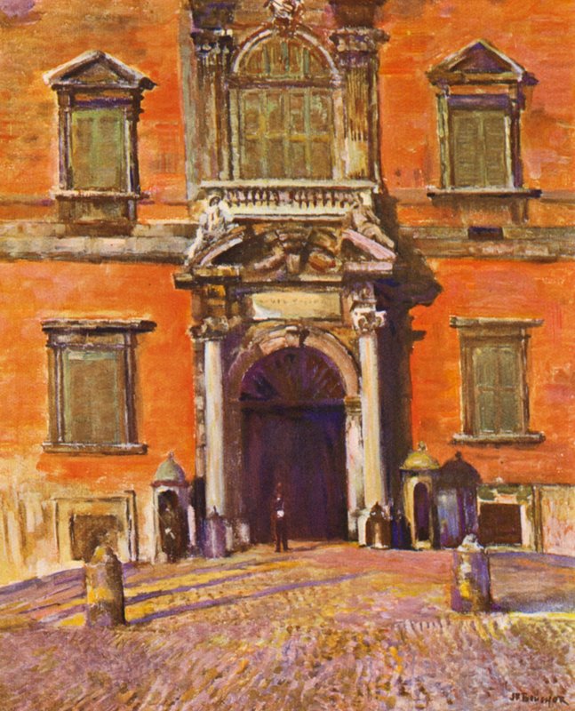 Róma: A Quirinal, A bejárati kapu (színes litográfia) alkotó: Joseph Felix Bouchor