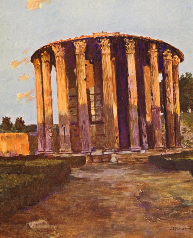 Róma: Vesta temploma (színes litográfia) alkotó: Joseph Felix Bouchor
