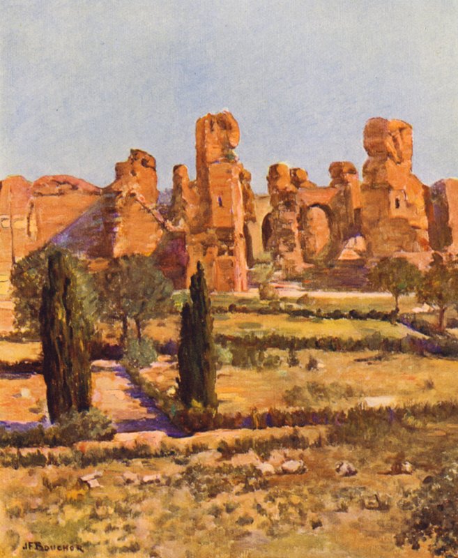 Róma: Caracalla fürdői (színes litográfia) alkotó: Joseph Felix Bouchor