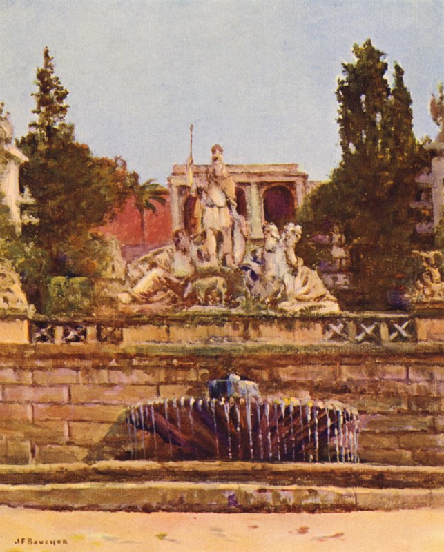 Róma: Piazza del Popolo (színes litográfia) alkotó: Joseph Felix Bouchor