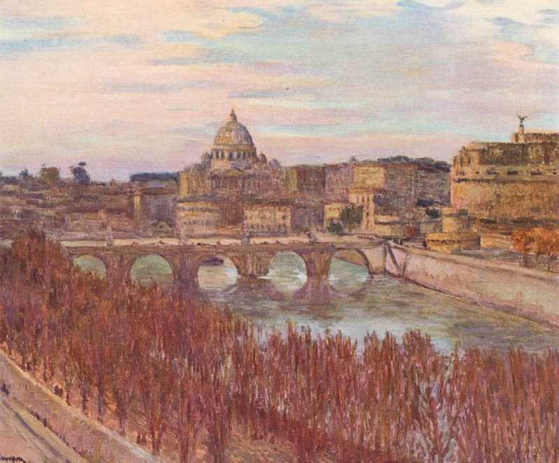 Róma: Róma látképe a Primoli-palotából (színes litográfia) alkotó: Joseph Felix Bouchor