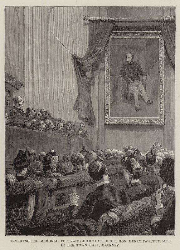 A néhai Henry Fawcett, parlamenti képviselő emlékportréjának leleplezése a hackney-i városházán alkotó: Joseph Finnemore