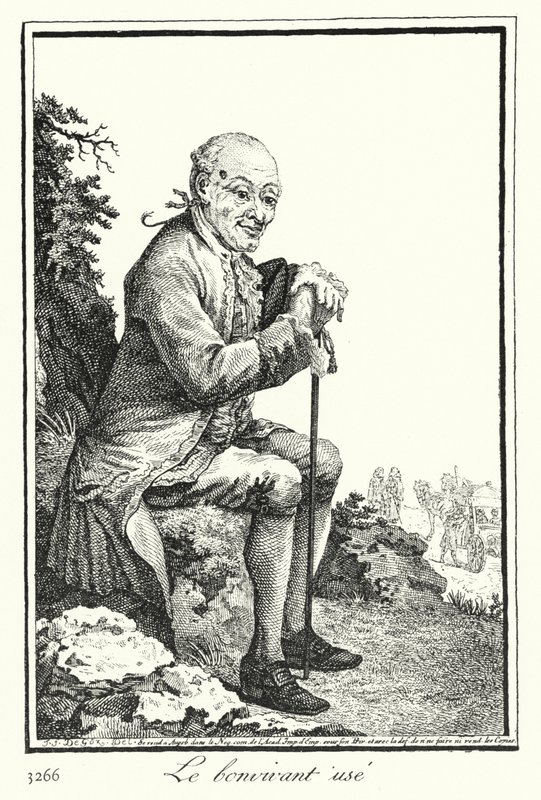 Az elhasználódott Bon Viveur (metszet) alkotó: Joseph Franz von (after) Goez