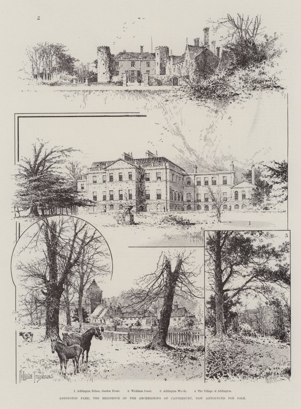 Az Addington Park, a canterburyi érsek rezidenciája, amelyet most eladásra jelentenek alkotó: Joseph Holland Tringham
