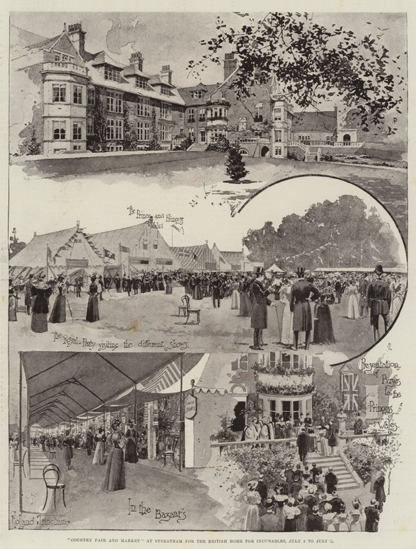 Országos Vásár és piac Streathamban a brit gyógyíthatatlanok otthonában, július 3. és július 5. között alkotó: Joseph Holland Tringham