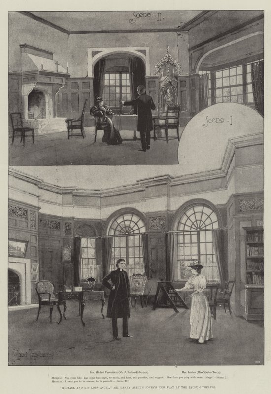 Michael és elveszett angyala, Henry Arthur Jones új darabja a Lyceum Theatre-ben alkotó: Joseph Holland Tringham