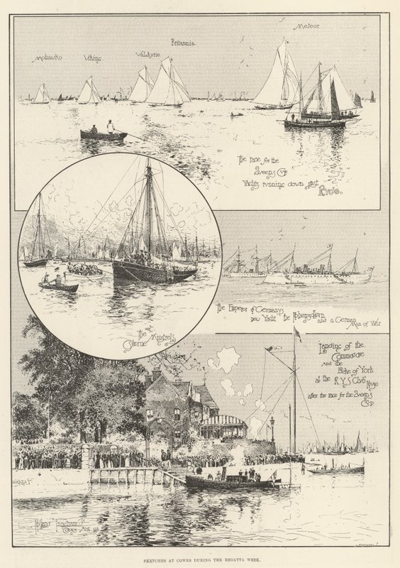 Vázlatok a Cowes-ban a Regatta Héten alkotó: Joseph Holland Tringham