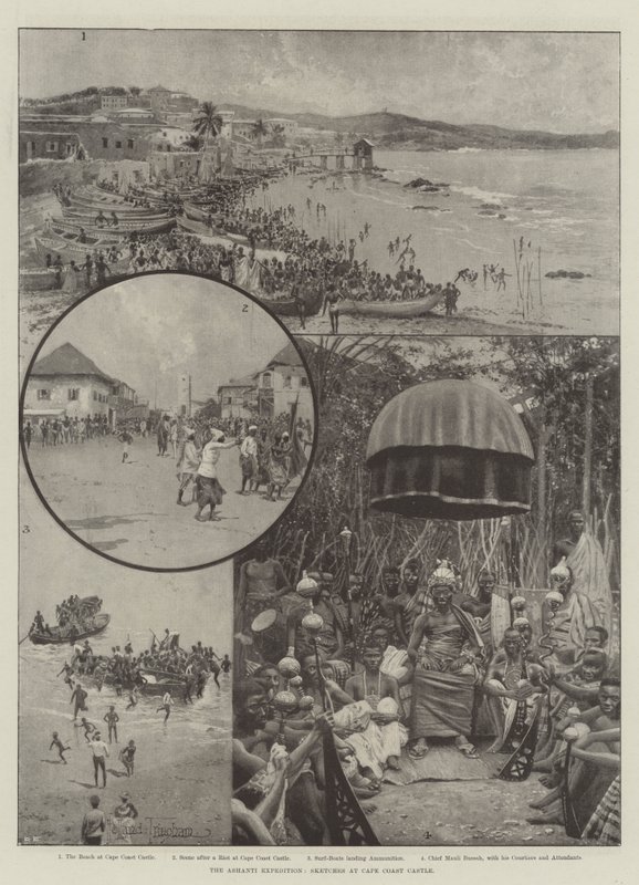 Az Ashanti-expedíció, Vázlatok a Cape Coast-i kastélyban alkotó: Joseph Holland Tringham