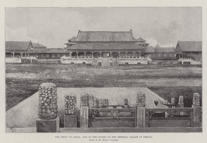 A kínai válság, a pekingi császári palota egyik udvara alkotó: Joseph Holland Tringham