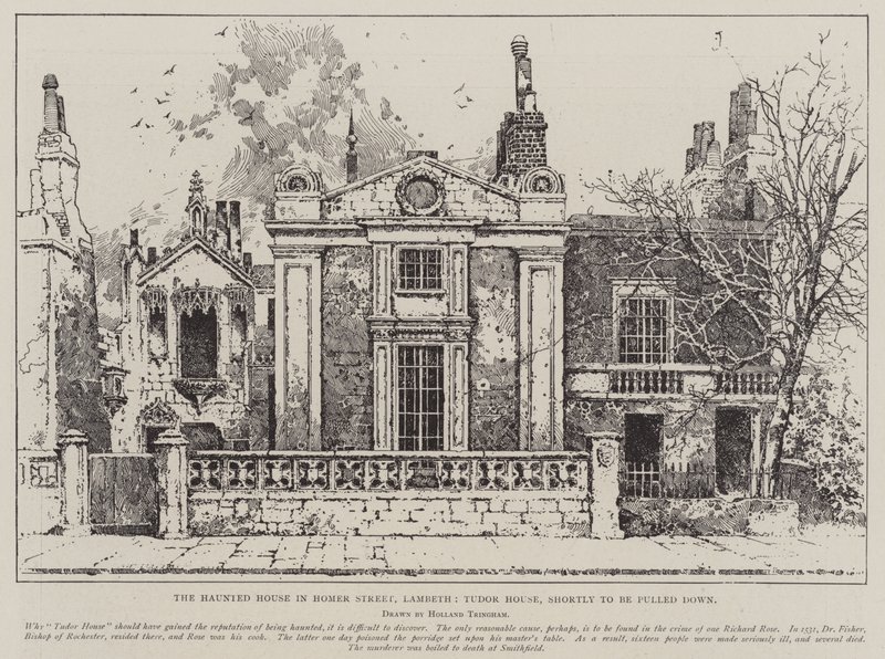 A kísértetjárta ház a Homer Street-en, Lambeth, Tudor House, amelyet hamarosan lebontanak. alkotó: Joseph Holland Tringham