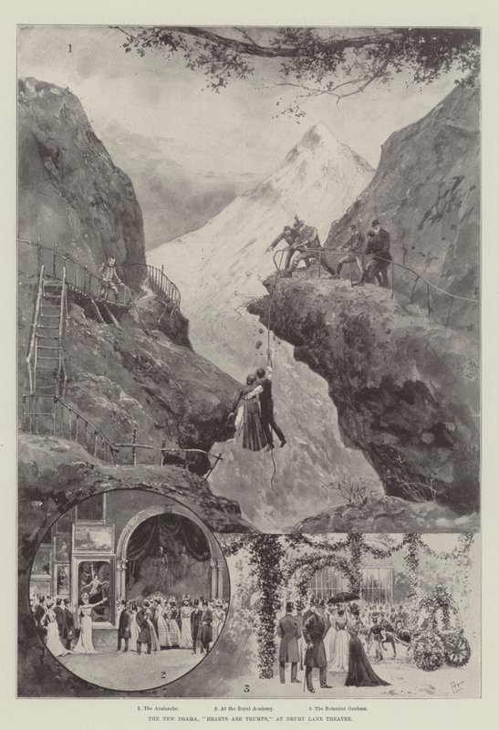 Az új dráma, a Hearts is Trumps a Drury Lane Színházban alkotó: Joseph Holland Tringham
