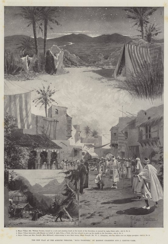 Az új színdarab az Adelphi Színházban, Boys Together, Haddon Chambers és J Comyns Carr alkotó: Joseph Holland Tringham