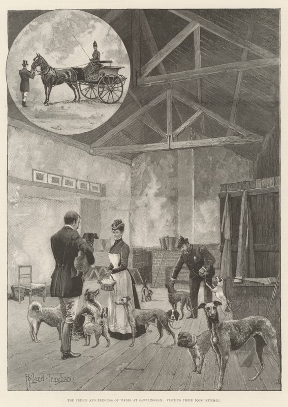 A walesi herceg és hercegnő Sandringhamben, a Kutyakonyha látogatásakor alkotó: Joseph Holland Tringham