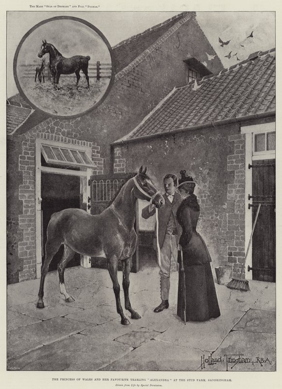 A walesi hercegnő és kedvenc egyéves Alexandra a sandringhami Ménesfarmban alkotó: Joseph Holland Tringham