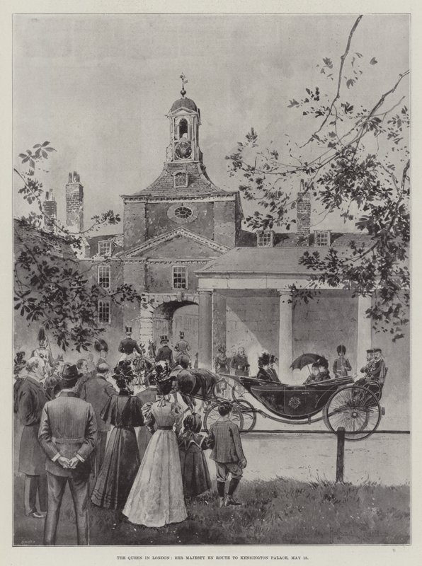 A királynő Londonban, Őfelsége Útban a Kensington-palotába, május 15 alkotó: Joseph Holland Tringham