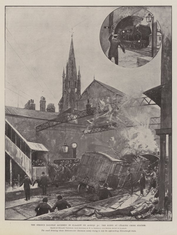Súlyos vasúti baleset Glasgow-ban augusztus 30-án, a Charing Cross pályaudvar helyszíne alkotó: Joseph Holland Tringham