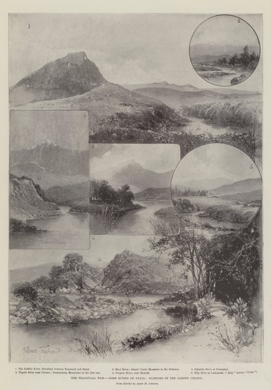 A transzvaáli háború, Natal néhány folyója, A kertes gyarmat pillantásai alkotó: Joseph Holland Tringham