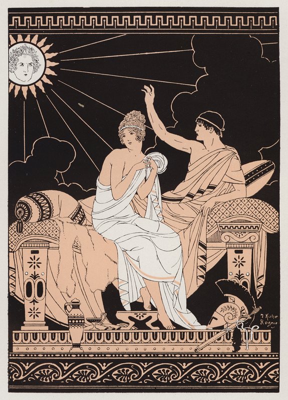 Aphrodité és Erósz (színes litográfia) alkotó: Joseph Kuhn Regnier