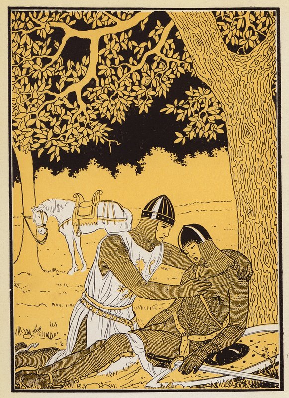 Guillaume és unokaöccse, Vivien (színes litográfia) alkotó: Joseph Kuhn Regnier