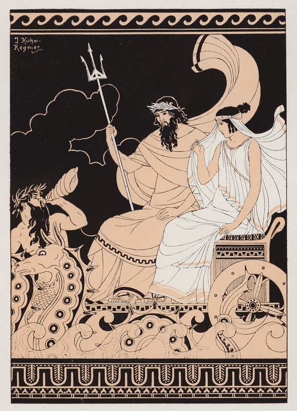 Poszeidón és Amphitrité (színes litográfia) alkotó: Joseph Kuhn Regnier