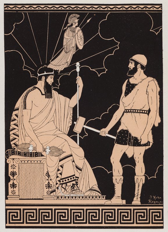 Athéné születése (színes litográfia) alkotó: Joseph Kuhn Regnier