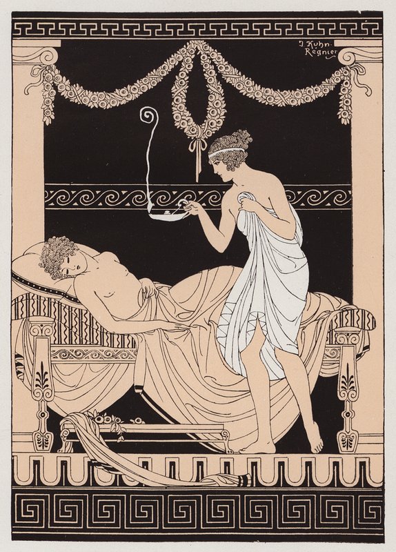 Eros és Psyche (színes litográfia) alkotó: Joseph Kuhn Regnier