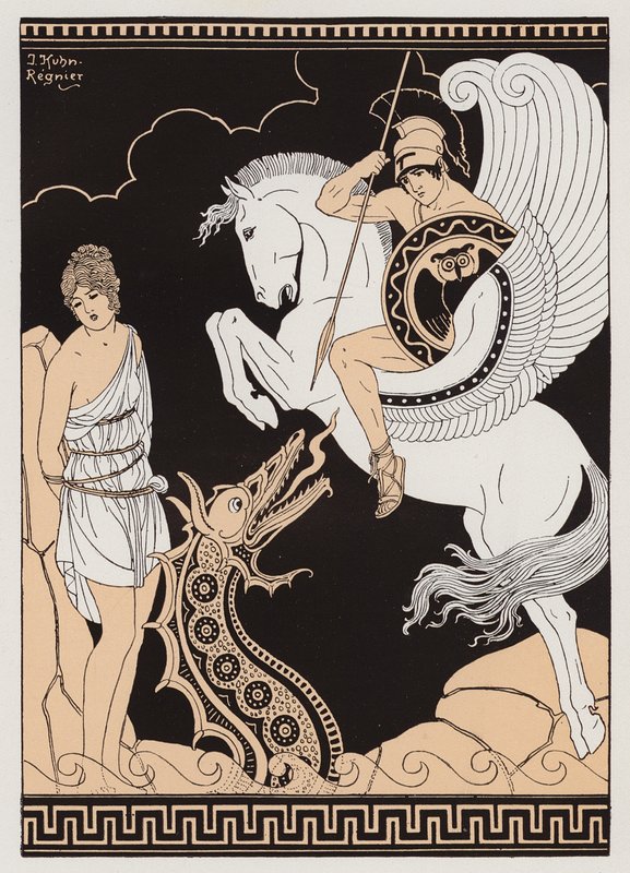 Perseus és Androméda (színes litográfia) alkotó: Joseph Kuhn Regnier
