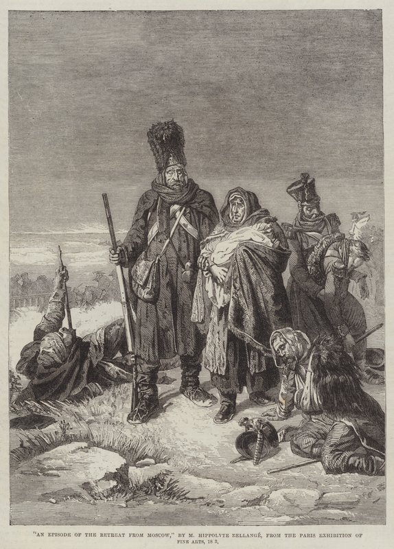 A Moszkvából való visszavonulás epizódja alkotó: Joseph Louis Hippolyte Bellange