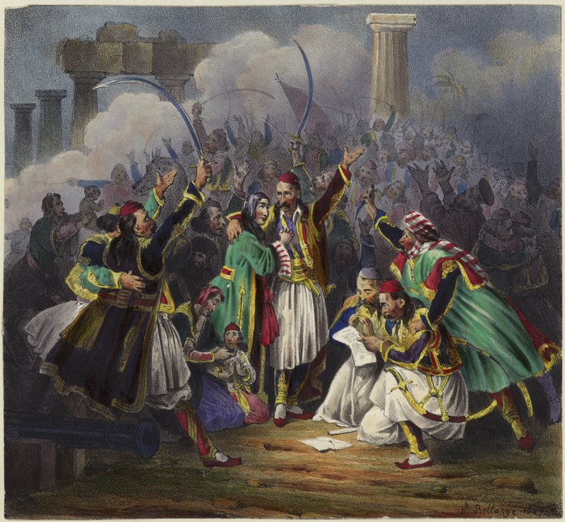 Ünnepi jelenet hagyományos ruhás figurákkal alkotó: Joseph Louis Hippolyte Bellange