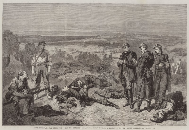 Nemzetközi Kiállítás, A két barát, Sebastopol, 1855, a Francia Galériában alkotó: Joseph Louis Hippolyte Bellange