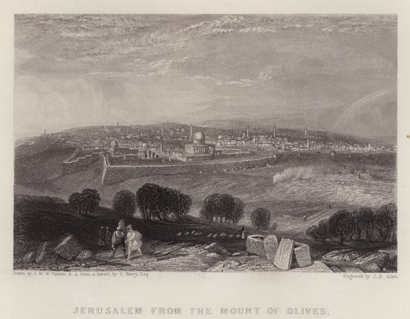 Jeruzsálem az Olajfák hegyéről (színes litho) alkotó: Joseph Mallord William (after) Turner
