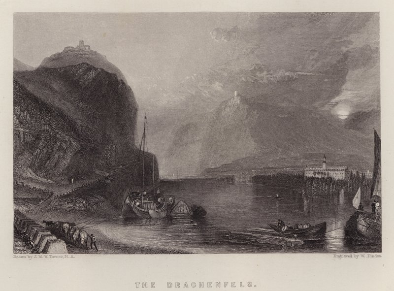 A Drachenfels (színes litó) alkotó: Joseph Mallord William (after) Turner