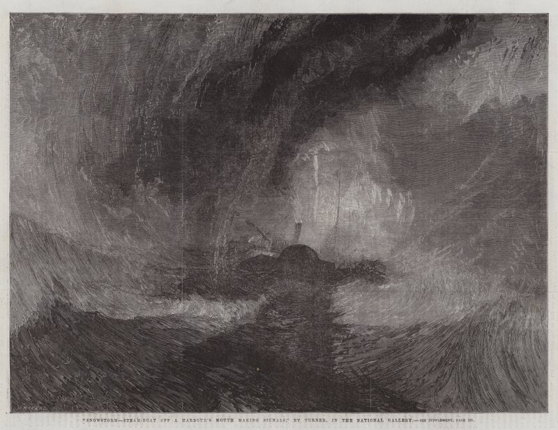 Hóvihar, gőzhajó a kikötő szájából, jeleket ad a Nemzeti Galériában alkotó: Joseph Mallord William Turner