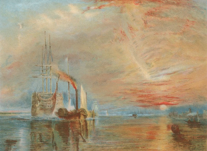 Az Old Temeraire az utolsó ágyához húzódott (chromolitho) alkotó: Joseph Mallord William Turner