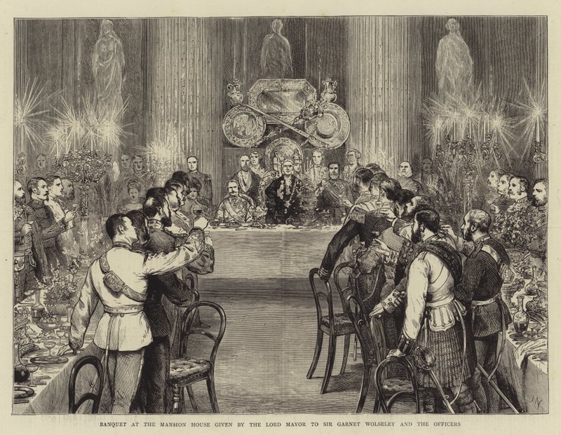 A Lord Mayor által Sir Garnet Wolseley és a tisztek számára adott bankett a Mansion House-ban alkotó: Joseph Nash