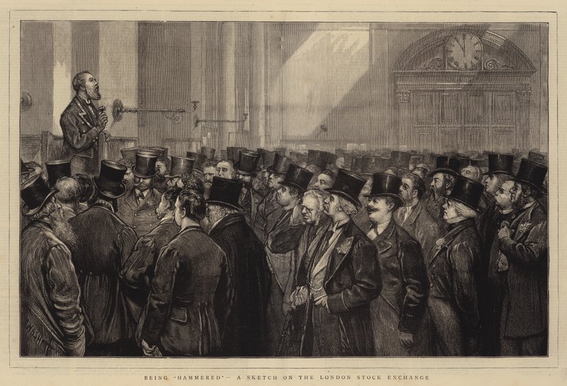 A londoni tőzsdén készült vázlat a kalapács alá kerülésről alkotó: Joseph Nash