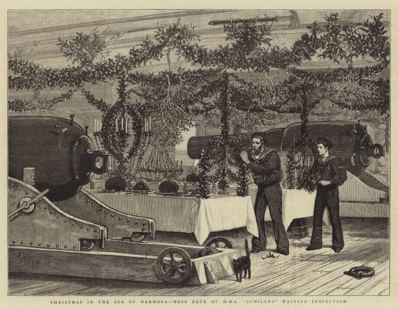 Karácsony a Marmora-tengeren, a HMS Achilles kantin fedélzetén, ellenőrzésre várva alkotó: Joseph Nash