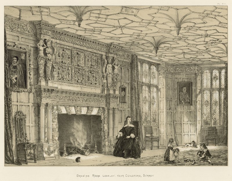 Drawing Room, Loseley, Guildford közelében, Surrey államban alkotó: Joseph Nash